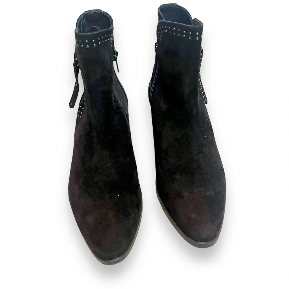 Hassia Toledo Ankle Boots Black Suede Silver Stud‎ Zip Premium Comfort Size 7W